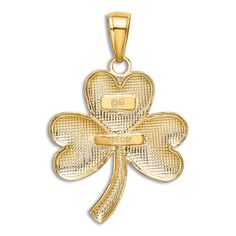 Keep your vacation or honeymoon with you when you wear the Shamrock Charm, fashioned in lustrous 14K yellow gold, on your favorite charm necklace or bracelet. Luxury Gold Charms For Anniversary, Gold Plated Engraved Jewelry For Good Luck, Classic Gold Charms For Anniversary, Gold Engraved Jewelry For Good Luck, Luxury Yellow Gold Charms For Anniversary, 14k Gold Charms In Fine Jewelry Style, 14k Gold Charms Fine Jewelry, Personalized Gold-plated Jewelry, Luxury 14k Yellow Gold Charms