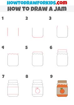 how to draw jam jar for kids with instructions on how to draw and color it