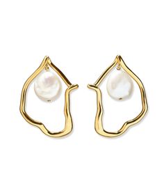 Formation Earrings In Pearl | Lizzie Fortunato Modern Gold Pearl Drop Earrings, Modern Gold Earrings With Pearl Pendant, Modern Gold Pearl Earrings With Pearl Charm, Gold Elegant Pearl Earrings, Modern Gold Plated Pearl Drop Earrings, Modern Gold-plated Pearl Drop Earrings, Lizzie Fortunato Jewelry, Lizzie Fortunato Earrings, Luxury Gold Baroque Pearl Earrings