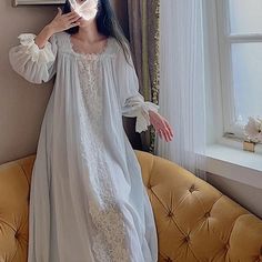 SPECIFICATIONS Brand Name: LIZAKOSHT Sexually Suggestive: No Dresses Length: Mid-Calf Item Type: Nightgowns Collar: Square Collar Material Composition: COTTON Decoration: Lace Material: 100% Cotton Size:S: Bust: 108cm, Length: 122CM, Sleeve Lenth: 51CM, Recommended Weight: 45kg-50kg;M: Bust: 112cm, Length: 124CM, Sleeve Lenth: 52CM, Recommended Weight: 50kg-60kg;L: Bust: 116cm, Length: 126CM, Sleeve Lenth: 53CM, Recommended Weight: 60kg-65kg;XL: Bust: 120cm, Length: 128CM, Sleeve Lenth: 54CM, Recommended Weight: 65kg-75kg; Feminine Lace Patchwork Nightgown For Sleep, Nightgown Lace, Cotton Night Dress, Romantic Princess, Cotton Nightgown, Night Dress For Women, Womens Knit Dresses, Nightgowns For Women, Linen Pants Women