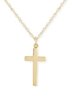 Classic cross necklace that will last a lifetime. Crafted in 14k yellow gold. Classic 14k White Gold Necklace, Classic Formal Jewelry From Macy's, Macy's Formal Jewelry With Polished Finish, Classic 14k Gold Custom Necklace, 14k Gold Cross Necklace Tarnish Resistant, Classic Yellow Gold Pendant Necklaces, Luxury Tarnish Resistant Cross Pendant Jewelry, Luxury Tarnish-resistant Cross Pendant Jewelry, Classic 14k Gold Hallmarked Necklace