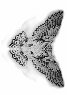 a black and white drawing of an eagle