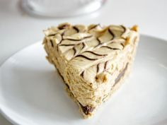 a piece of cake sitting on top of a white plate