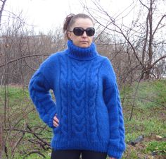 This  unique handmade sweater in Royal blue  is made to give you pleasure and  makes you feel comfortable and stylish.It is suitable for any occasion.With this lovely sweater  you will feel beautiful at any time - in everyday life, at work,at home,visit with friends and relatives,in mountain... Wonderful design,warm and soft..just for you .        Content  - Mohair      Sizes - S, M ,L ,XL     Measurements, taken with the sweater  laid flat, not stretched:   - Width - 55 sm / 22 ''   - Lenght - Men Turtleneck, Pull Mohair, Turtle Neck Men, Fuzzy Pullover, Yarn Sweater, Mens Pullover, Handmade Sweater, Pullover Sweater Men, Mohair Cardigan