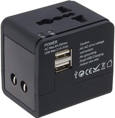 a black power adapter with two outlets