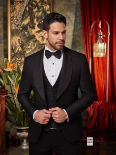 "IMPORTANT NOTE: Our suits and tuxedos are European Slim fit so consider ordering 1 size up than your usual size for a better fit. Our tuxedos are 4 pieces and comes with a matching tie or bowtie Introducing our luxurious, Made in Turkey Tuxedo: where timeless elegance meets modern European style.  All our products are made from finest materials and careful craftsmanship. We are having the most experienced tailors to handcraft these elegant and unique tuxedos. Crafted with meticulous attention t Unique Tuxedos, Shawl Lapel Tuxedo, Vest And Pants, Black And White Tuxedo, Black Shawl, White Tuxedo, Modern European, Tuxedo Shirts, Men Formal