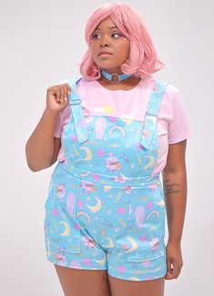 Fairy Kei Pattern Overalls – In Control Clothing Plus Size Kawaii Fashion, Pattern Overalls, Plus Size Kawaii, Grunge Pastel, Pastel Blue Color, Pastel Goth Fashion, Pastel Fashion, Zooey Deschanel, Japanese Street Fashion