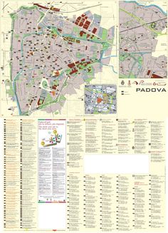 a large map of padova with many different areas