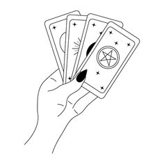 a hand holding four playing cards in one