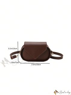 Bird in Bag - Leather Flap Shoulder Bag with Itch Design Chic Brown Satchel Belt Bag, Flap Shoulder Bag, Bird In Bag, Bag Bag, Save The Planet, Square Bag, Leather Bag, Pu Leather, Bag Lady