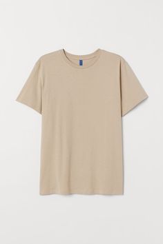 Regular Fit Crew-neck T-shirt - Beige - Men | H&M US 1 Earth Tone Outfits, Beige T Shirts, Mens Fashion Classy, Workout Sweatshirt, Autumn Fashion Women, Fashion Classy, Short Tops, Cotton T Shirt, Tank Top Shirt