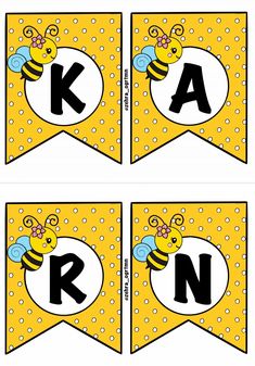 bee themed banner with the letter k on it