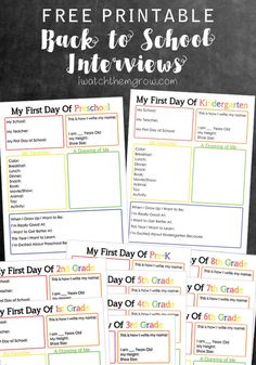 free printable back to school interview sheets for first day of school or any grade