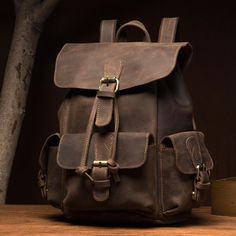 Crazy Horse Leather Backpack Retro Travel Backpack Unisex Laptop Backp – ROCKCOWLEATHERSTUDIO Leather Travel Backpack, Backpacks Travel, Vintage Leather Backpack, Retro Backpack, Leather Ideas, Leather Backpacks, Computer Backpack, Backpack Material, Leather Travel Bag