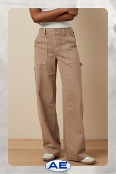 Lightweight, drapey stretch fabric that's perfect for year-round wear/Patch pockets/These pants are Real Good: Made with the planet in mind & a promise to continue to do better. Blue Mom Jeans, Athletic Fit Jeans, Dream Jeans, Jean Trends, Curvy Jeans, Do Better, Cargo Pant, Women Denim Jeans, American Eagle Jeans