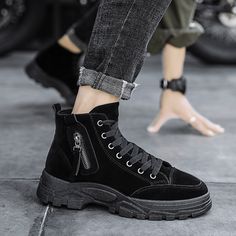 Color: Black,Grey,Khaki Closure Type: Lace-up Feature: Slip Resistant Size: US 8,US 9,US 10,US 7.5,US 8.5,US 6.5 Upper Material: Suede Outsole Material: Rubber Streetwear Lace-up Boots With Zipper And Round Toe, Casual Lace-up Moto Boots With Zipper, Fall Streetwear Lace-up Boots With Zipper, Casual Moto Boots With Zipper And Round Toe, Casual Moto Boots With Zipper Closure, Casual Martin Boots With Zipper Closure, Casual Martin Boots With Zipper Closure For Fall, Casual Martin Boots With Zipper For Fall, Winter Lace-up Boots With Zipper For Streetwear