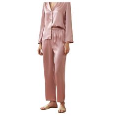 With a timeless design and comfortable fit, these silk pajama pants are suitable for everyday wear, adjusting to different seasons and climates. Whether you wear them for a restful night's sleep or as loungewear during the day, these washable silk pajama pants are a versatile and convenient option. Elegant Solid Color Sleepwear With Relaxed Fit, Elegant Solid Color Relaxed Fit Sleepwear, Elegant Satin Sleepwear With Long Pants, Elegant Satin Long Pants Sleepwear, Elegant Relaxed Fit Sleepwear For Pajama Party, Elegant Relax Fit Sleepwear For Pajama Party, Casual Silk Sleepwear For Pajama Party, Silk Casual Sleepwear For Pajama Party, Elegant Relaxed Fit Sleepwear Long Pants