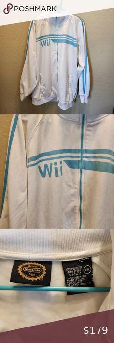 Nintendo Wii Sports Logo 2007 Track Jacket Mens XXXL 3XL Rare White Full Zip C1‎ Wii Outfit, Fire Fits, Swaggy Outfits, Sports Logo