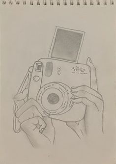 a drawing of a person holding a camera