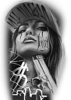 Gangsters Drawings, Traditional Tattoo Girls, Cholo Tattoo, Gangster Drawings, Chicanas Tattoo, Chicano Tattoos Sleeve, Catrina Tattoo, Tattoos Infinity, Chicano Style