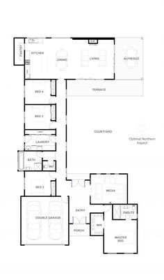 the floor plan for a home with two car garages and three bedroom, one living room