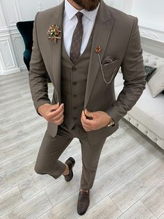 Designer Suits For Men Wedding, Blazer Men Wedding, Coat Pant For Men, Brown Suits For Men, Men Suits Wedding, Terno Slim, Stylish Mens Suits, Slim Fit Suit Men, Pants Gift