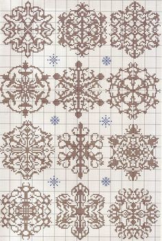 a cross stitch pattern with different designs on it