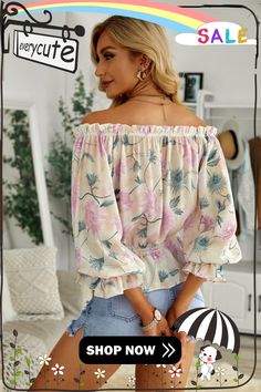 Purple Floral Print Off The Shoulder Blouse Summer Long Sleeve Tops With Floral Print, Flowy Off-shoulder Blouse For Vacation, Spring Off-shoulder Blouse For Day Out, Chic Multicolor Off-shoulder Blouse, Chic Off-shoulder Multicolor Blouse, Off-shoulder Blouse For Day Out In Spring, Off-shoulder Blouse For Spring Day Out, Multicolor Off-shoulder Tops For Day Out, Off-shoulder Printed Blouse For Vacation