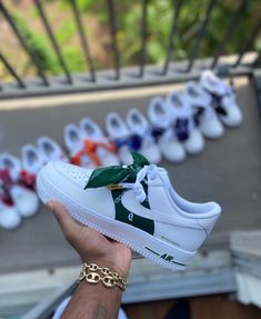 Custom Air Forces, Green Bandana, Custom Bandana, Gucci Pattern, Air Force One Shoes, Fly Shoes, Air Force 1s, Shoe Designs, Custom Kicks