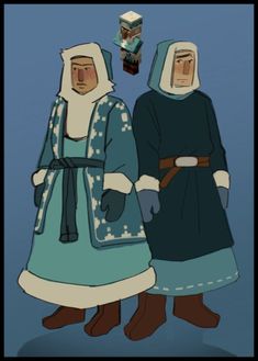 two women dressed in medieval clothing standing next to each other