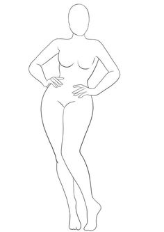 the outline of a woman's body is shown in black and white, with her hands on her hips