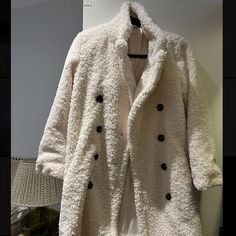 In Great Condition And Only Worn Once (Because Too Small For Me). Really Cute For The Spring And Fall. Cream Long Sleeve Casual Fur Coat, Casual Long Sleeve Cream Fur Coat, White Fur Coat For Work, White Long-sleeved Fur Coat For Work, White Long Sleeve Fur Coat For Work, White Blank, Blank Nyc, Spring And Fall, Color White