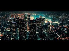 an aerial view of the city at night