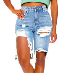 Fashion Nova Longline Denim Shorts Nwt Brand New; Never Worn. Size: 15 Distressed Denim Knee-length Shorts, Knee-length Denim Shorts In Denim Blue, Denim Blue Knee-length Denim Shorts, Fitted High-waist Denim Bermuda Shorts, Fitted High Waist Denim Bermuda Shorts, Fitted Denim Bermuda Shorts In Blue, High Rise Denim Blue Bermuda Shorts, High Rise Denim Bermuda Shorts In Blue, Trendy Mid-rise Denim Bermuda Shorts