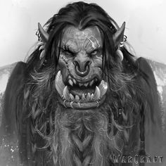 a black and white photo of a demon with horns on it's head, in the snow