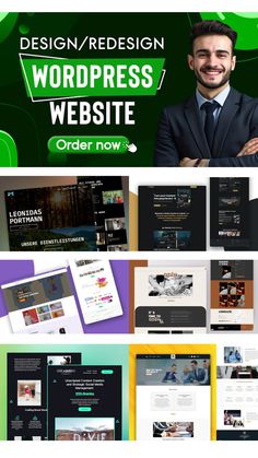 an image of a website design with many different colors and sizes, including the wordpress theme