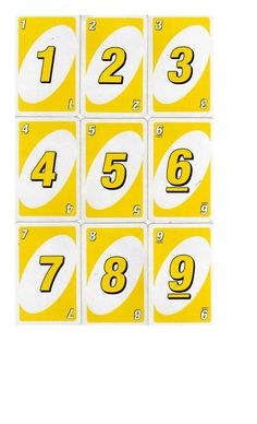 yellow and white numbers are arranged in squares