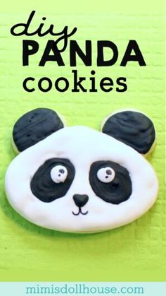 panda cookies with the words diy panda cookies on it and an image of a panda face