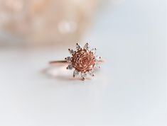 The famous ROSE design surrounds by a halo of eleven sparkle diamonds. The setting sits on top of the band, which makes this ring stackable. You can choose the metal and side stone type in the drop-down menu. { d e t a i l s } ✦ Stone：Eleven of Natural/Genuine conflict-free diamond or Lab Grown Diamond (VS, F), or Cubic Zirconia( CZ), please select this option in the drop-down menu. Natural Diamond Infomation Shape：Round Size: 1.6 mm Clarity: SI1 or better Color: G-H Approximately Total Carat We Rose Gold Flower Ring With Halo Setting For Promise, Fine Jewelry Rose Gold Flower Ring With Halo Setting, Rose Gold Flower Ring With Halo Setting, Gold Flower Ring, Ring Hand, Rose Ring, Nature Inspired Jewelry, Inspired Jewelry, Ring Dainty