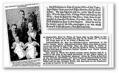 an old black and white newspaper article with two pictures of the same family in it