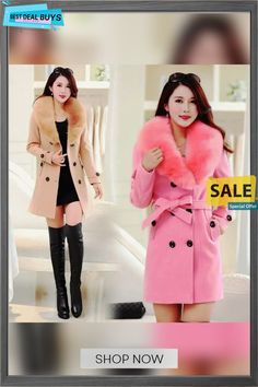 Large Fur Collar Woolen Coat Luxury Women's Fur Coat With Button Closure, Luxury Women's Fur Coat With Shawl Collar, Luxury Fur Coat With Padded Collar, Luxury Single-breasted Fur Coat For Winter, Luxury Pink Fur Coat With Faux Fur Trim, Woolen Coat, Fur Collar, Fur Collars, Collar