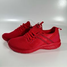 New Size: Us 4, Eur 36, Uk 3 (30) Red Synthetic Slip-on Running Shoes, Red Synthetic Lace-up Running Shoes, Casual Red Lace-up Running Shoes, Comfortable Tennis Shoes, Fila Shoes, Shoes Color, Tennis Shoes, Bright Red, Womens Shoes Sneakers