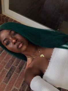 i have to do this hair color again for the fall/winter Hair Colors For Black Women, Colors For Black Women, Dark Green Hair, Hair Color Black, Blue Wig, Pretty Hair Color, Lace Hair, New Hair Colors