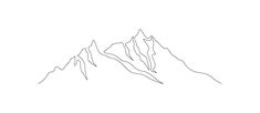 a line drawing of two mountains on a white background, with one mountain in the foreground