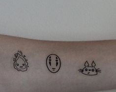 a person's arm with four different faces drawn on it