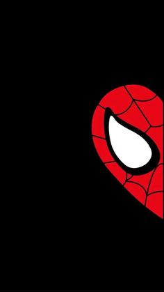 a red heart with a spiderman face on it's side, against a black background