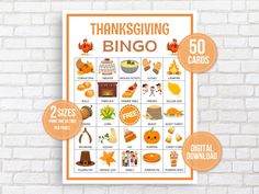 a thanksgiving bingo game with pumpkins and other items