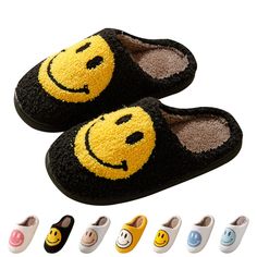 PRICES MAY VARY. 【Thick Memory Foam】: This Cloud Cushion Slippers use about 3CM cushioned thick sole, very soft and will free your feet, making you walk comfortably all time. 【Retro Smile Slippers】 : Stylish smile slippers, smiley design and the collision of different color uppers. Full of fashion sense, relaxed and happy, adding fun for your life. And wish the smile always be with you. 【Soft Comfy Materials】：This smiley face slippers is made of soft plush, which is soft but durable. Wear it to Smile Face Slippers, Smile Slippers, Happy Face Slippers, Winter Pillows, Indoor Outdoor Slippers, Slides Slippers, Cute Slippers, Smile Design, Outdoor Slippers