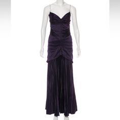 Zac Posen 100% Silk Spaghetti Strap Dark Purple Evening Gown With Ruching Throughout, Sweetheart Neckline And Concealed Zip Closure At Back. Size Us 4 / S Worn Once Estimated Item Measurements Bust: 34" Waist: 29" Hip: 37" Length: 56.5" Foreign Size: Us 4 Fabric: 100% Silk Color: Purple Clothing Size: S Purple Evening Gown, Purple Clothing, Purple Outfits, Zac Posen, Dark Purple, Evening Gown, Sweetheart Neckline, Color Purple, Evening Gowns