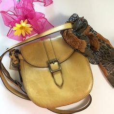 Brand New Fossil Vintage Revival Small Flap Crossbody Bag With Free Scarf As Our Little Gift To You Color: Butterscotch Like Yellow Mustard Brand New, Beautiful Bag And Never Used. Pls See Pics For Measurements Vintage Leather Bags For Spring, Everyday Yellow Satchel Flap Bag, Vintage Shoulder Bag With Adjustable Strap For Spring, Retro Leather Saddle Bag, Spring Gold Leather Shoulder Bag, Retro Satchel For Spring, Vintage Summer Satchel, Classic Yellow Crossbody Satchel, Yellow Vintage Bags